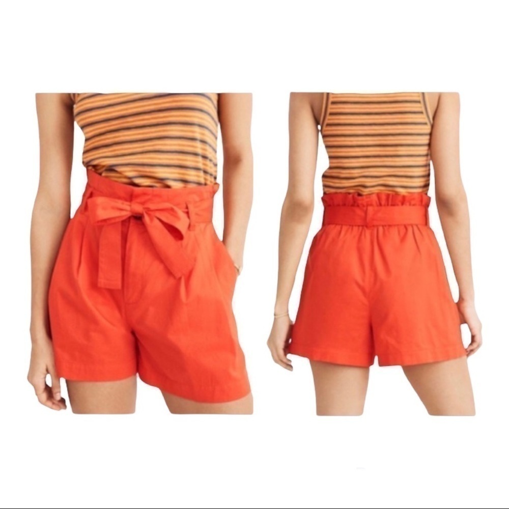 - Madewell Orange Belted Shorts